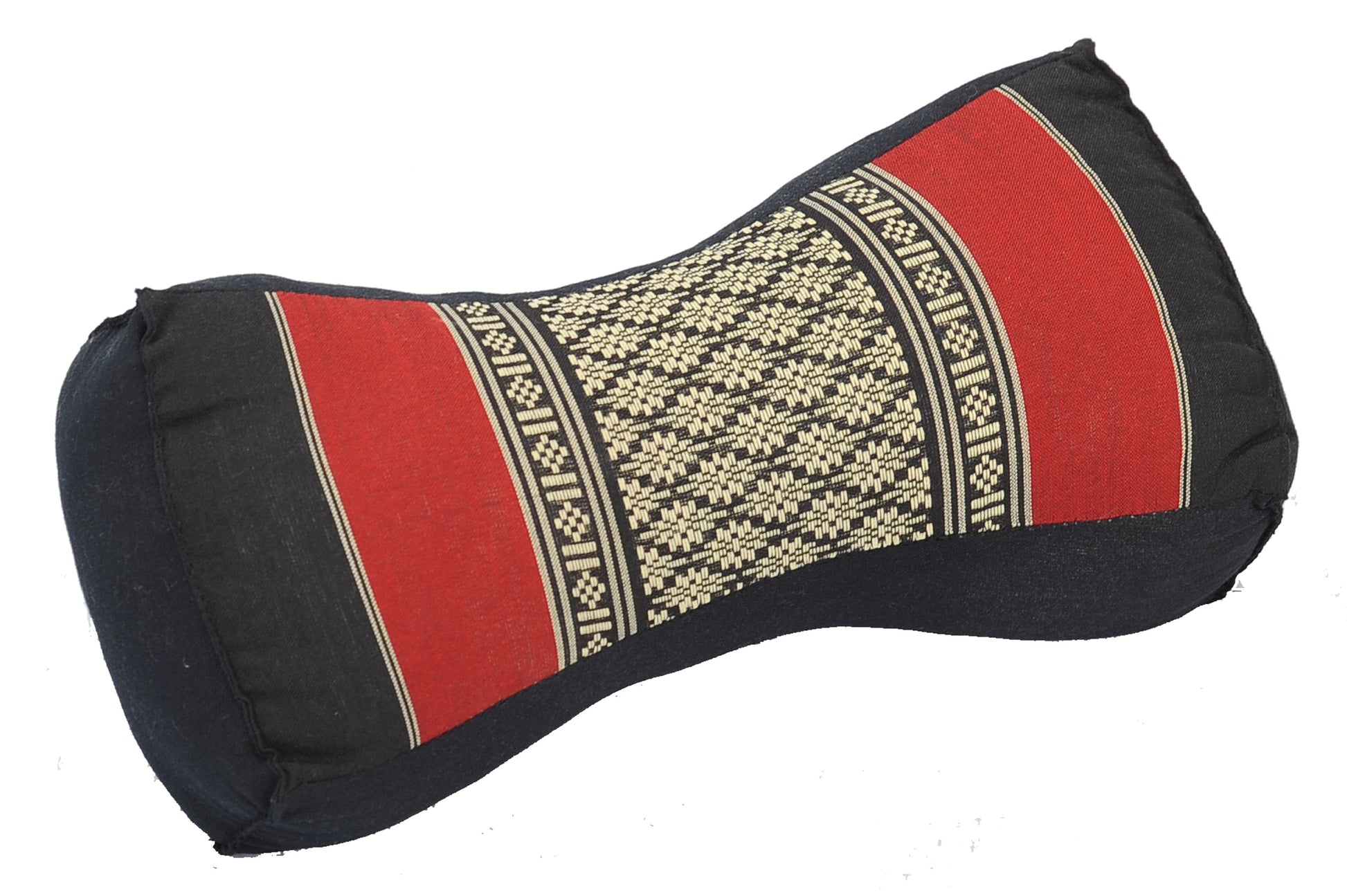 Thai-Nackenkissen 30x15x10 cm (schwarz & rot)
