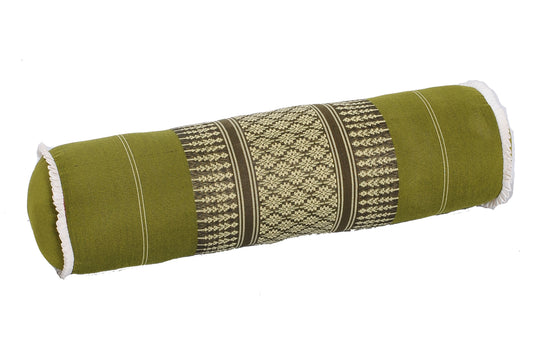 Kapok Nackenrolle bambusgrün Thai-Muster 50x13 cm