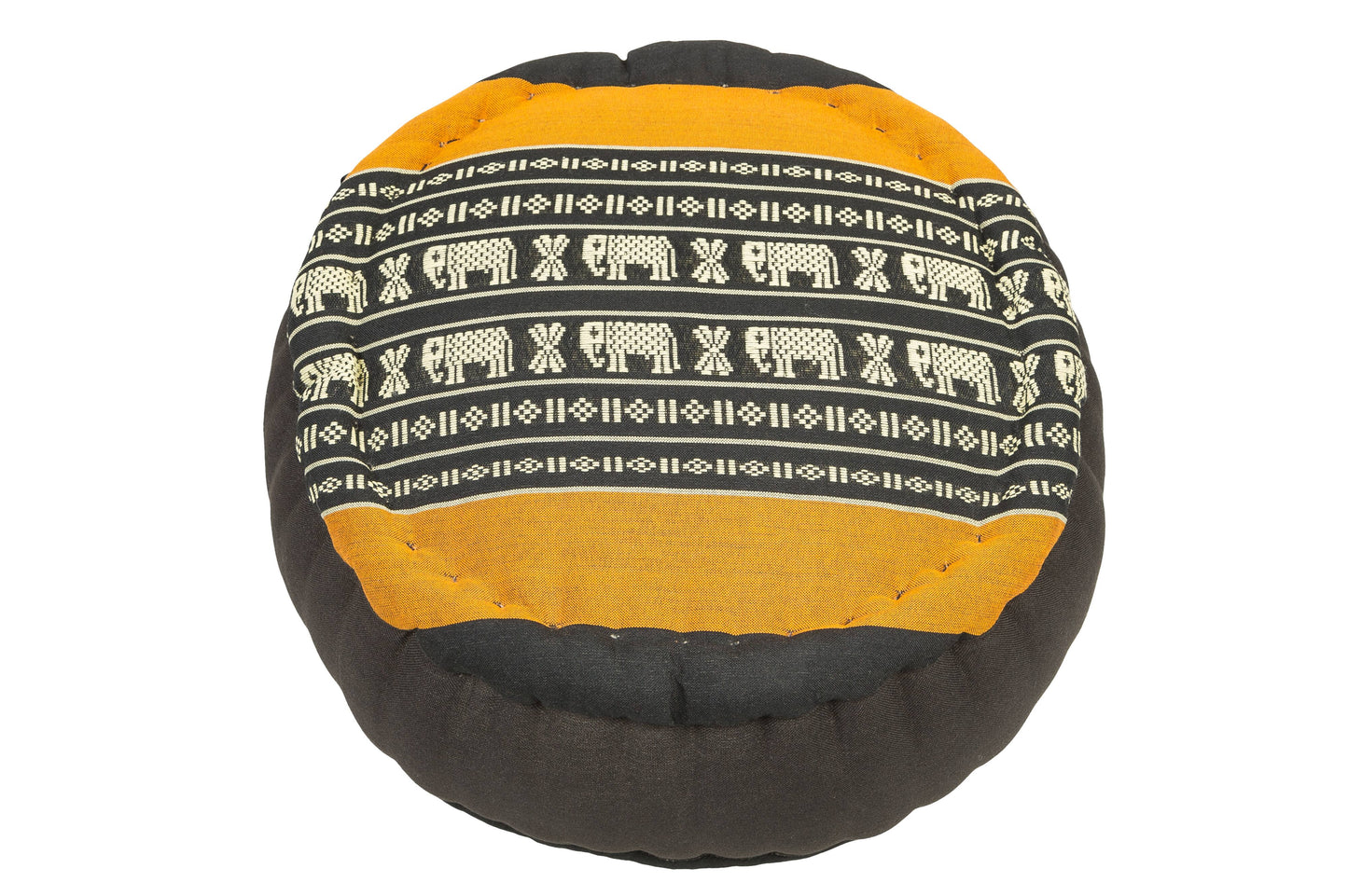 Zafu Kissen mit Kapokfüllung, 34x15, (Elefanten orange)