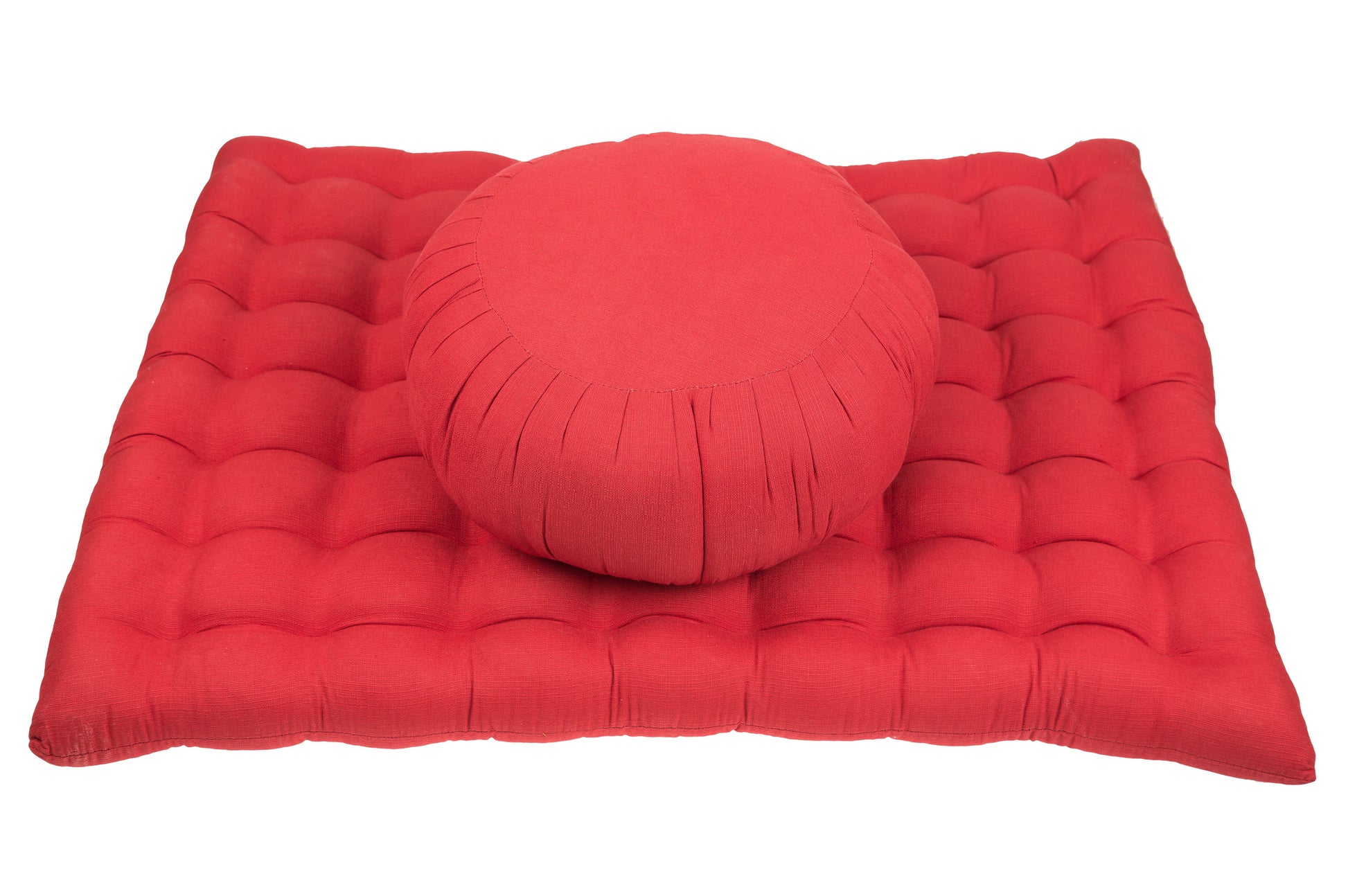 Meditationsset Naturbaumwolle mit Zafu und Zabuton (rot)