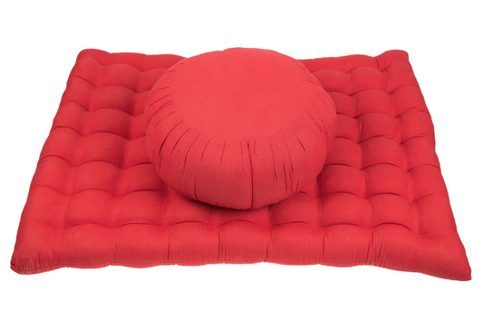 Meditationsset Naturbaumwolle mit Zafu und Zabuton (rot)