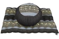 Meditationsset Zafu Zabuton Kapok blau mit Elefantenmuster