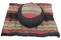 Meditationsset Zafu Zabuton Kapok schwarz rot