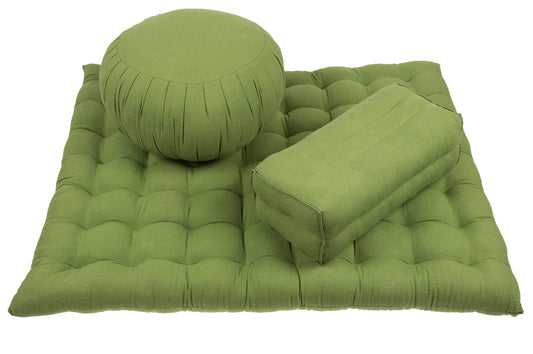 Meditationsset II Kapok & Naturbaumwolle (farngrün)