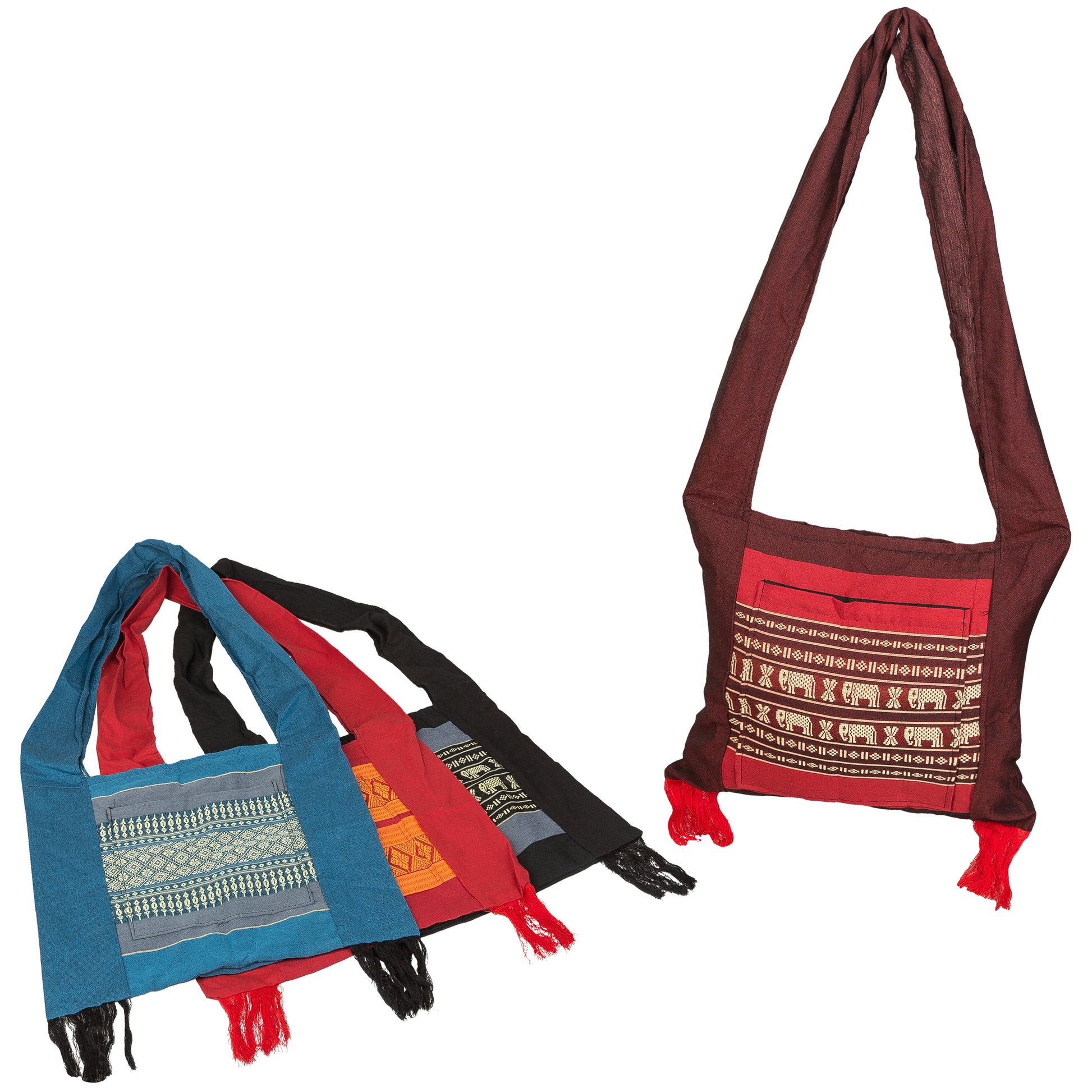 Thai Schulterbeutel Thaimuster ca. 36x37 cm verschiedene Farben