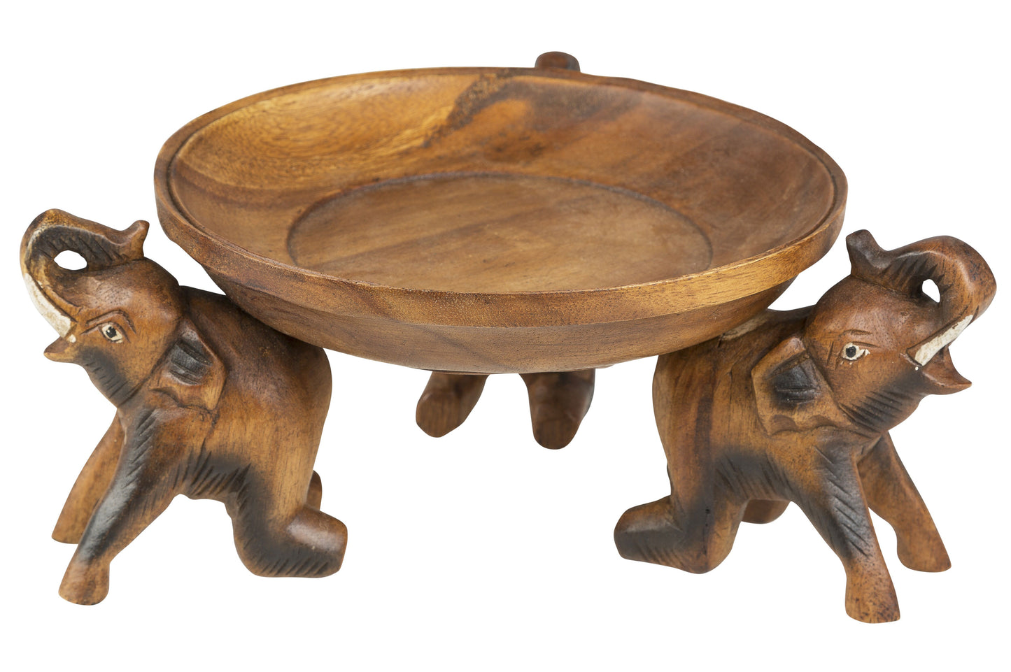 Obstschale aus Holz mit Elefantenmotiv 25 cm