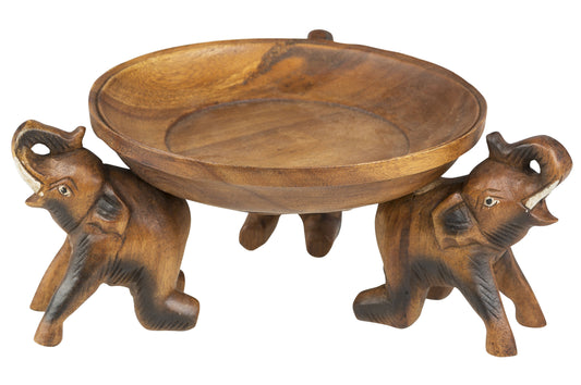 Obstschale aus Holz mit Elefantenmotiv 25 cm