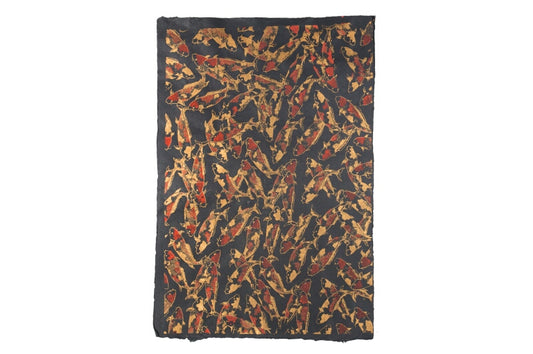 Handgefertigter Koi Kunstdruck auf Maulbeerpapier 80x55 cm – Schwarz