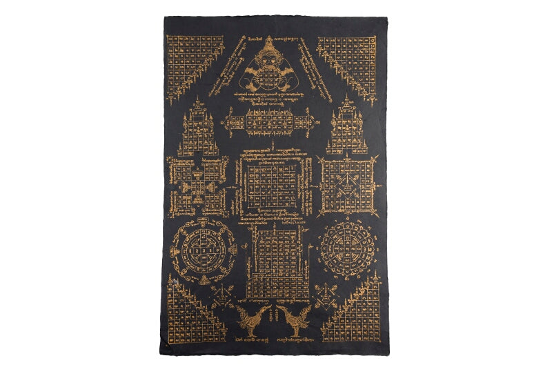 Handgefertigte Asiatische Wandkunst auf Maulbeerpapier 80x55 cm
