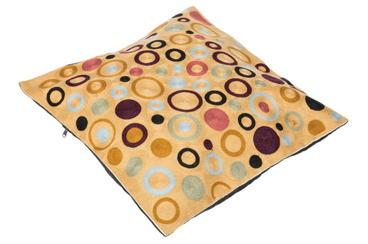 Kissenbezug 45x45 mit Stickereien (Kreise beige)