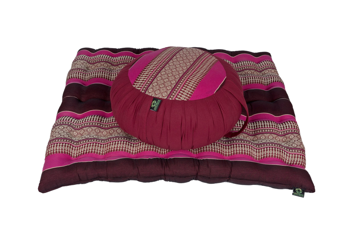 Meditationsset Zafu Zabuton Kapok burgunder pink