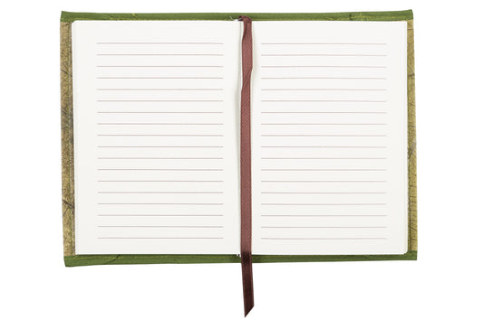 Notizbuch mit abnehmbarer Hülle aus laminierten Teakblättern (grün)