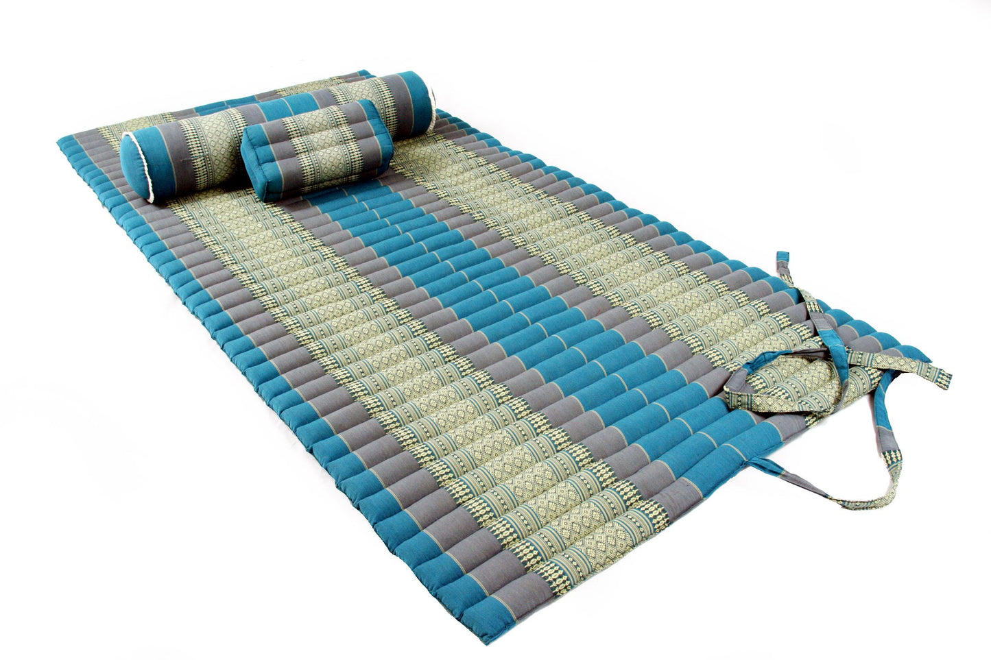 Yogaset II (blau) : Matte 200x100 + Yogarolle + Meditationsblock