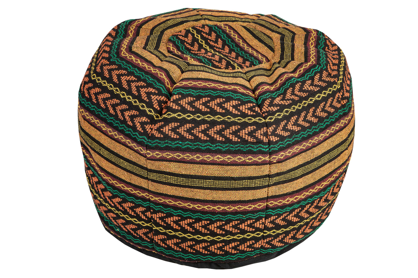 Pouf Rundes Kissen Baumwolle gewebt 34 x 48 cm grün & braun