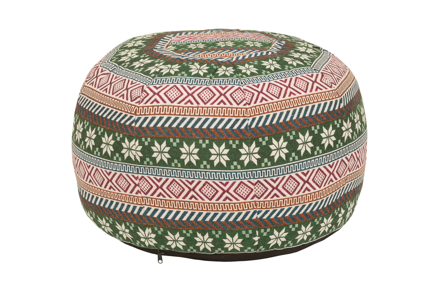 Pouf Rundes Kissen Baumwolle gewebt 34 x 48 cm grün & rot
