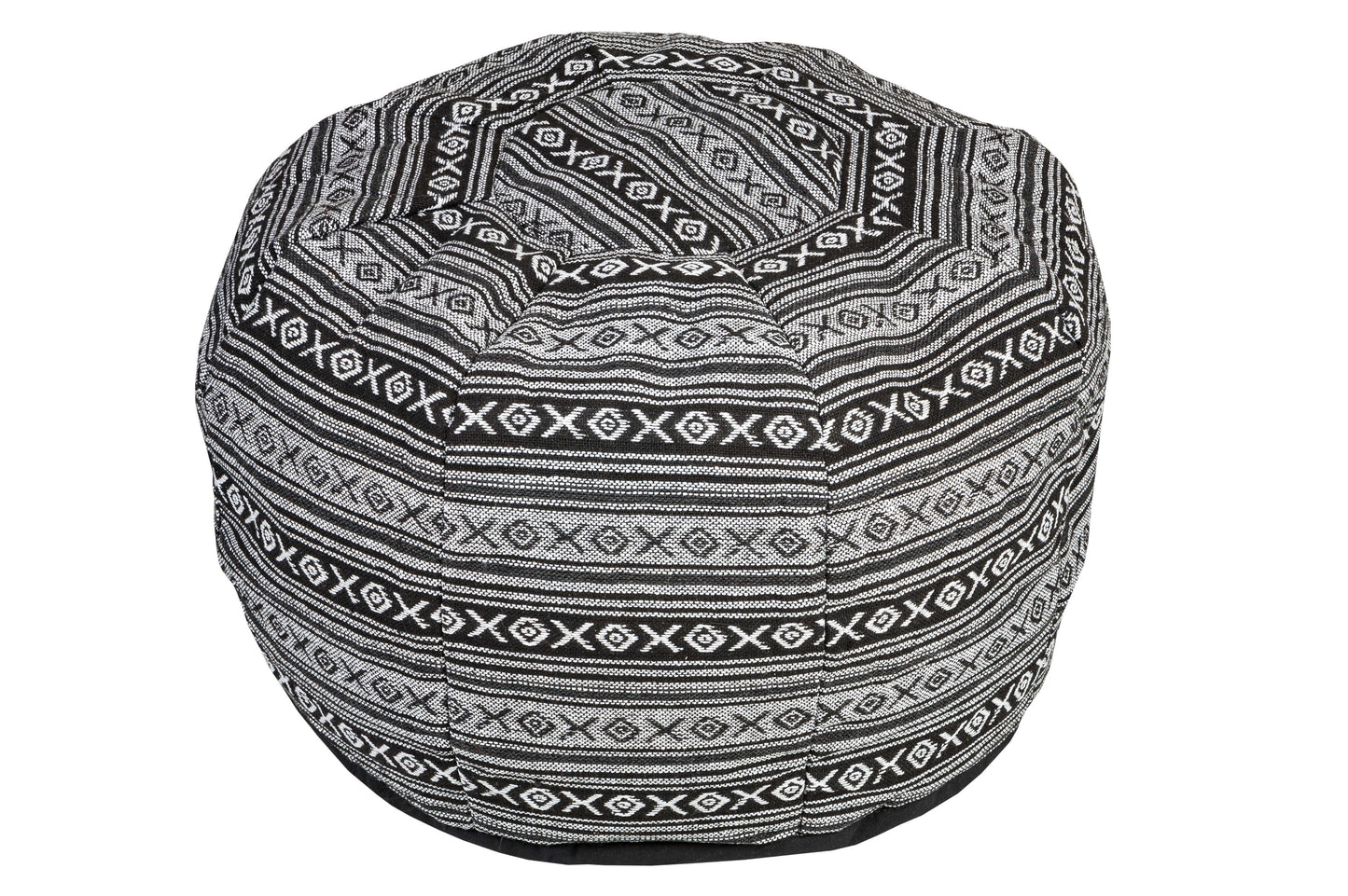 Pouf Rundes Kissen Baumwolle gewebt 34 x 48 cm schwarz & weiß