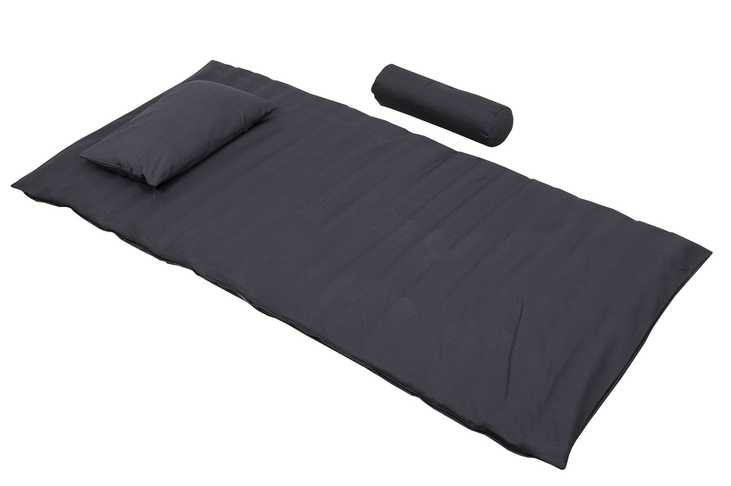 Futon Set: Rollmatte + 2 Kissen (schwarz)
