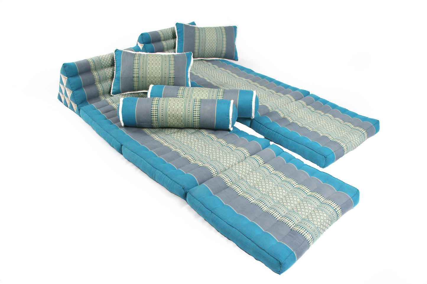 Doppelset: 2 Dreiecksmatten + 2 Sofakissen + 2 Nackenrollen