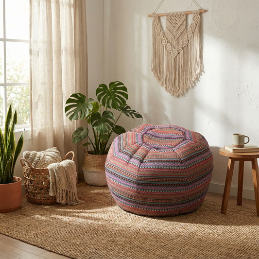 Pouf Rundes Kissen Baumwolle gewebt 34 x 48 cm