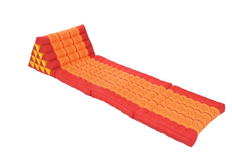 Thaikissen XL 175 x 55 mit extragroßem Dreieck (rot & orange)