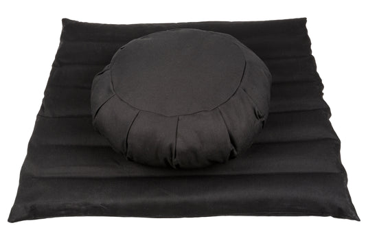 Meditationsset mit Füllung aus Buchweizenspelz (schwarz)
