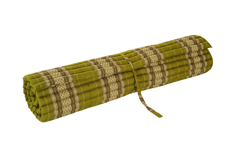 Rollbare Thaimatte aus Kapok XXL 200 × 150–160 cm – Bodenmatratze (Bambusgrün)