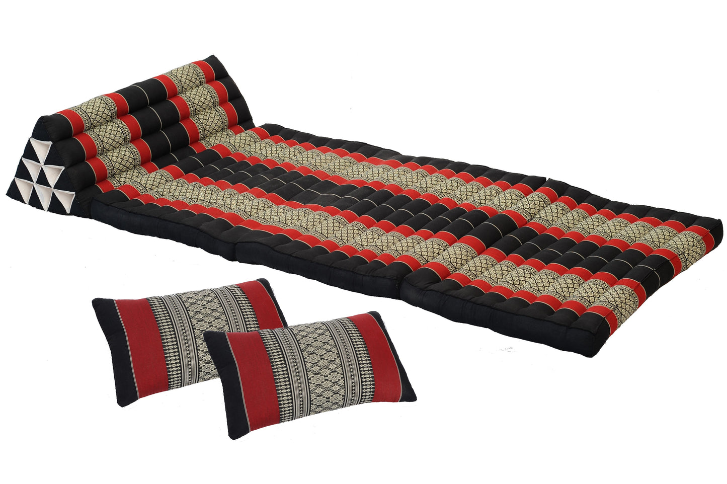 Thaikissen Set: XL Dreiecksmatte + 2 passenden Sofakissen