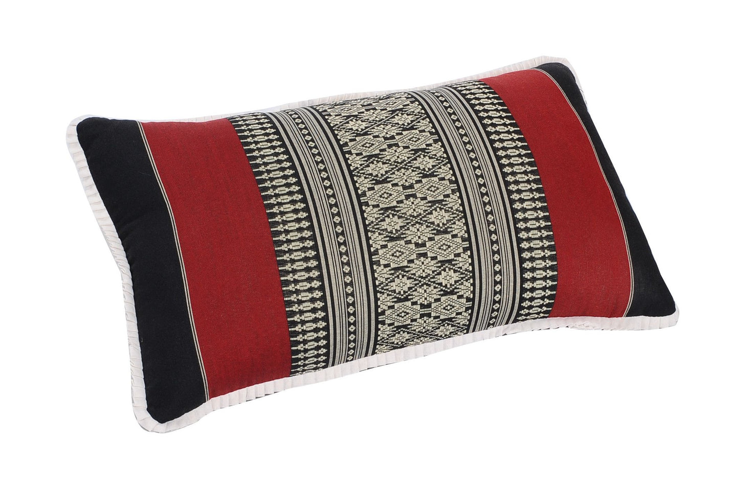 Thaikissen mit Kapokfüllung 45x28 cm (schwarz & rot)