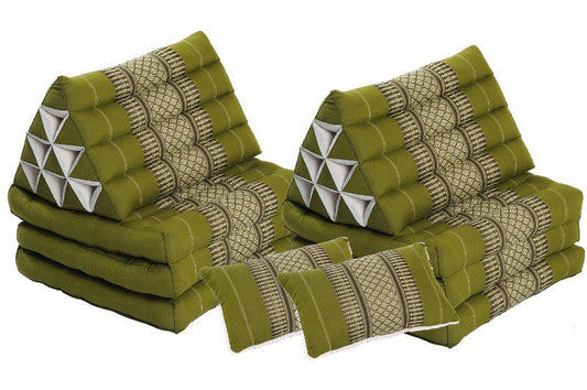 Thaikissen Set: 2 Dreieckskissen + 2 Sofakissen bambusgrün
