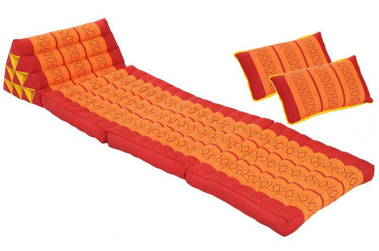 Thaikissen Set: Dreiecksmatte mit 2 Sofakissen rot-orange