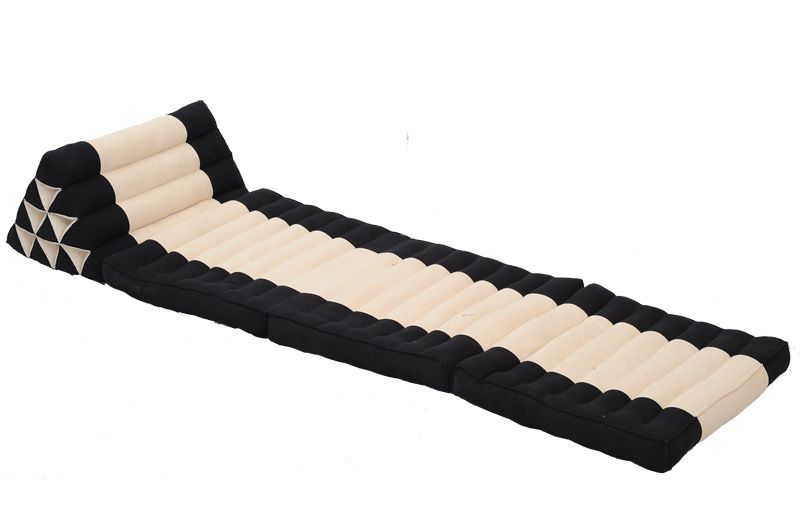 Thaikissen Baumwolle-Leinen 170x50 cm (schwarz-natur)