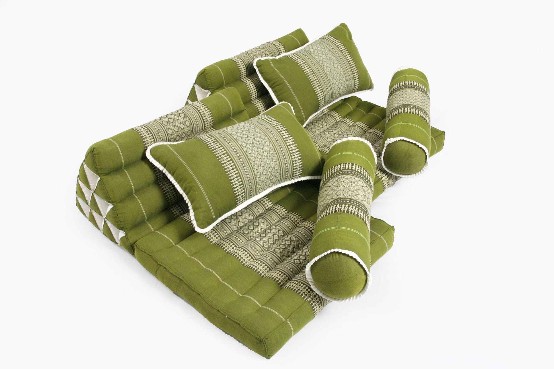 Thaikissen Set: 2 Dreiecksmatten + 4 Kissen (bambusgrün)