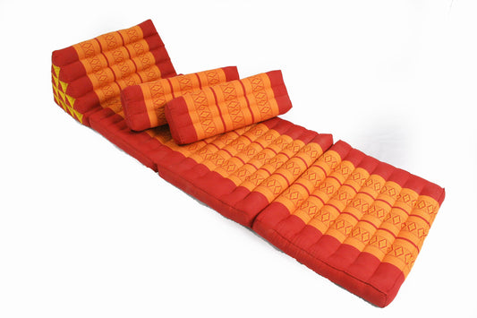 Thaikissen Set: Dreiecksmatte mit 2 Kissen (rot-orange)