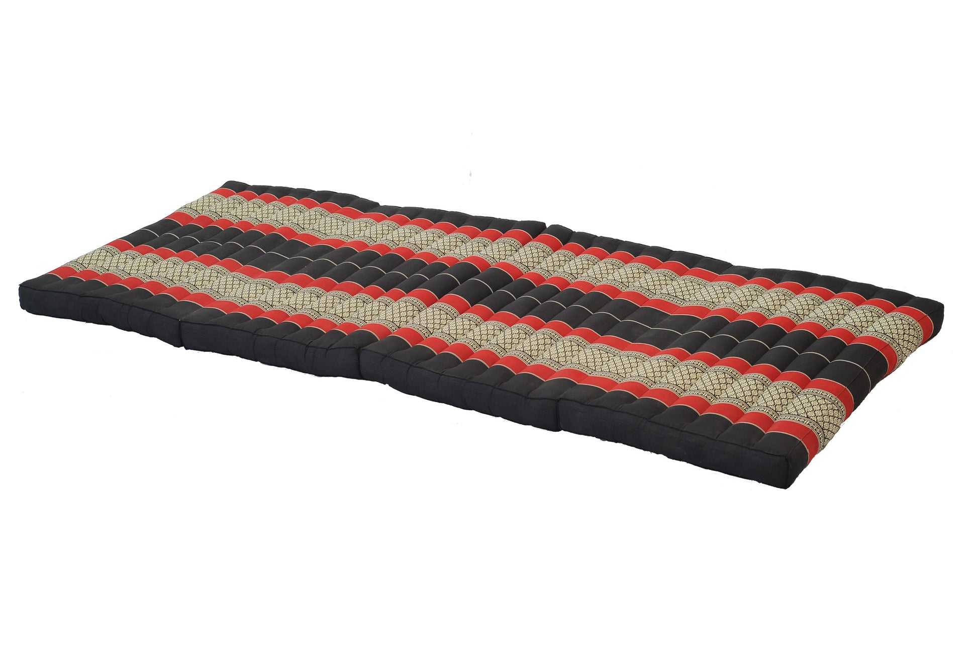 große 4-fach faltbare Kapokmatte 200x80 cm (schwarz & rot)