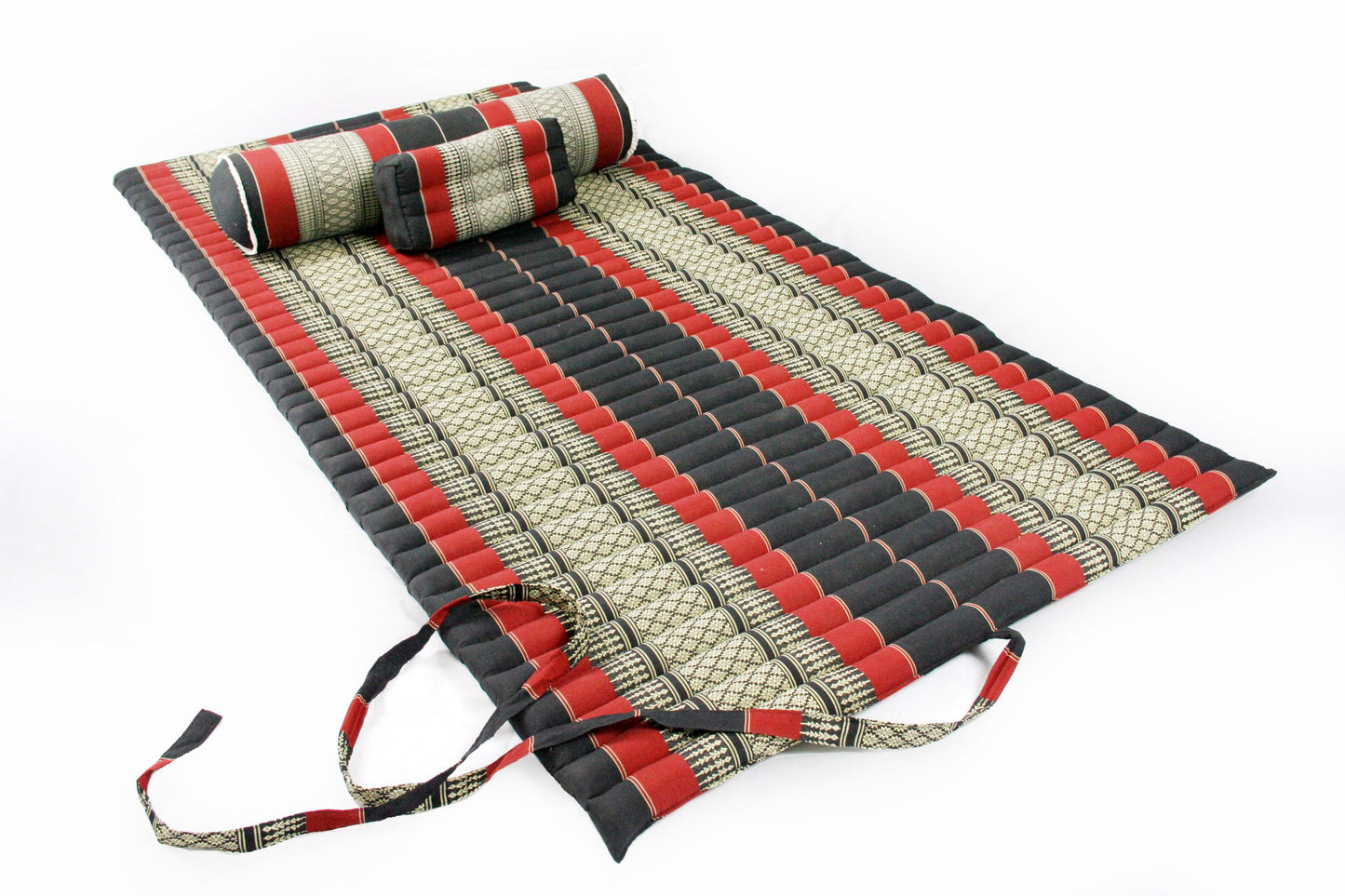 Yogaset II (schwarz-rot) : Matte 200x100 + Yogarolle + Kissenblock